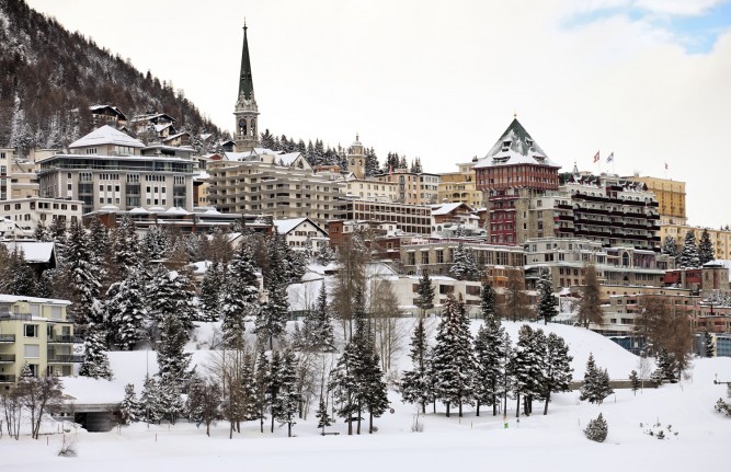 View of St. Moritz during winter, Switzerland