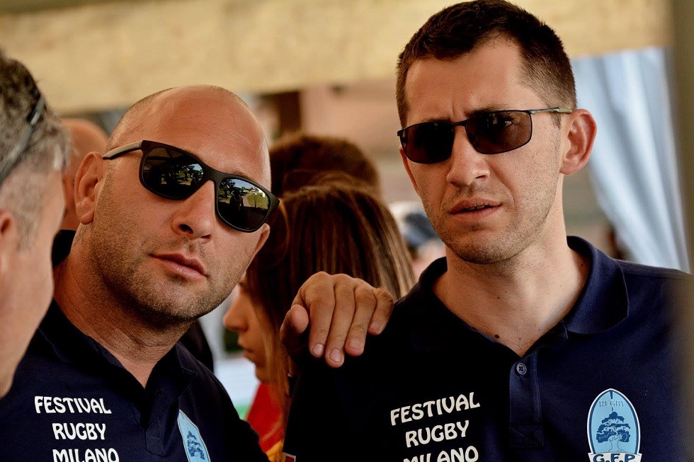 Dr. Octav Ginghină și Antonio Dumitru, antrenorul clubului de minirugby din Complexul Sportiv Tei