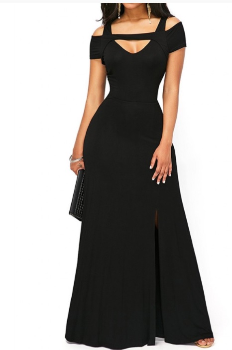Rochie de seară neagră, lungă, Wildfashion