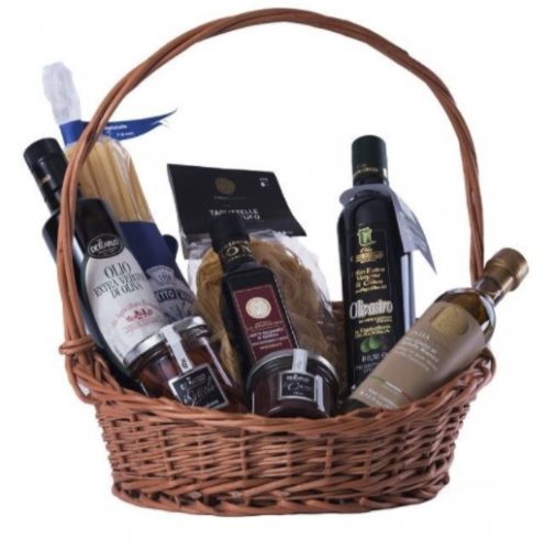 Coșuri cadou de Paște-coș cu produse gourmet