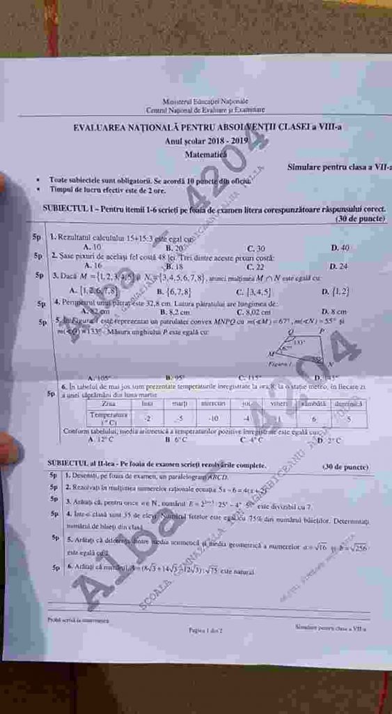Simulare Evaluare Națională 2019 (1)