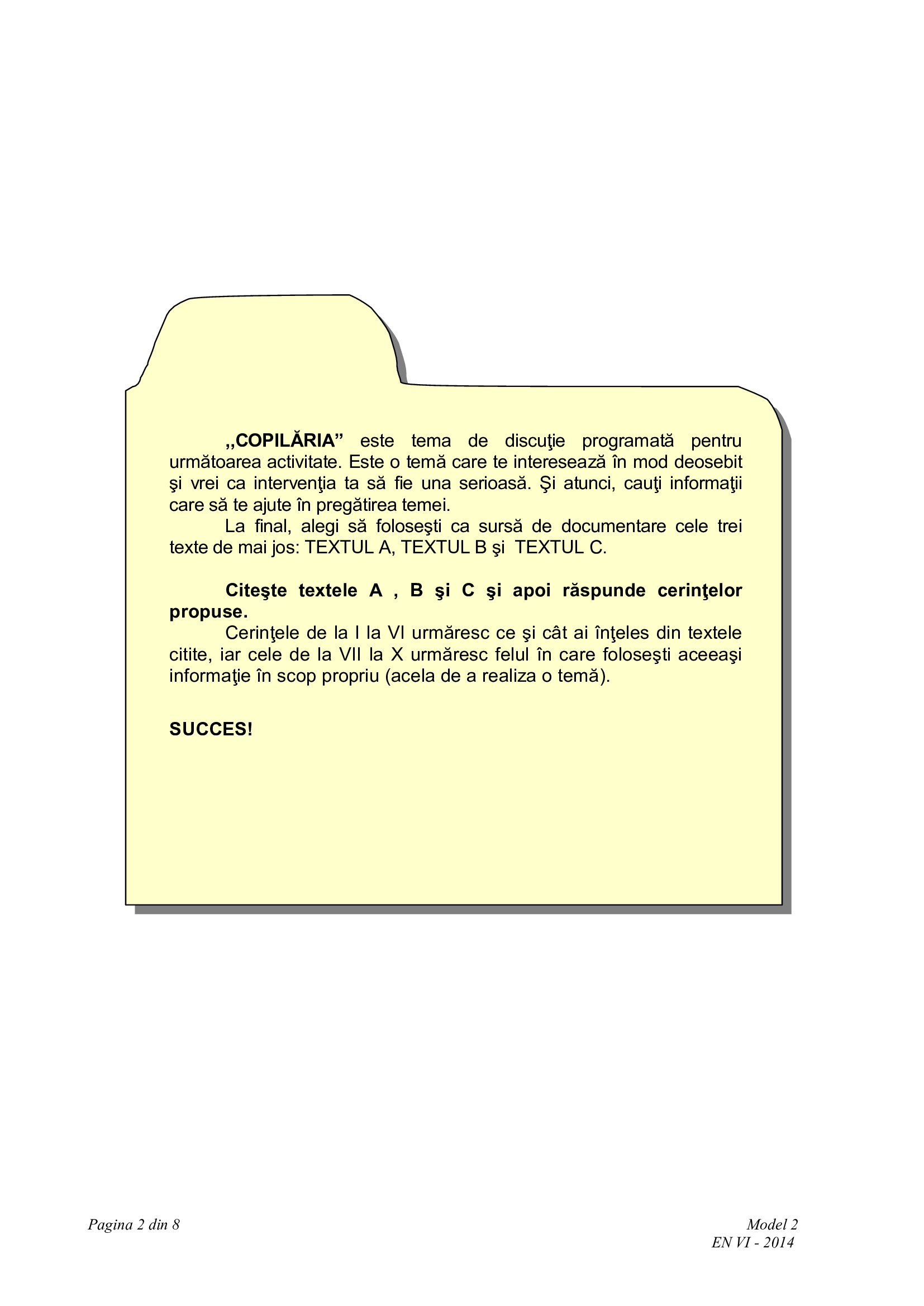 Evaluare Națională clasa a VI-a