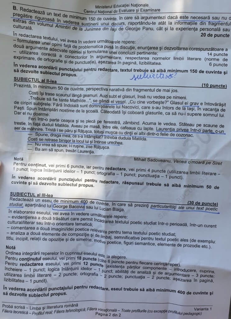 Subiecte Bac 2019