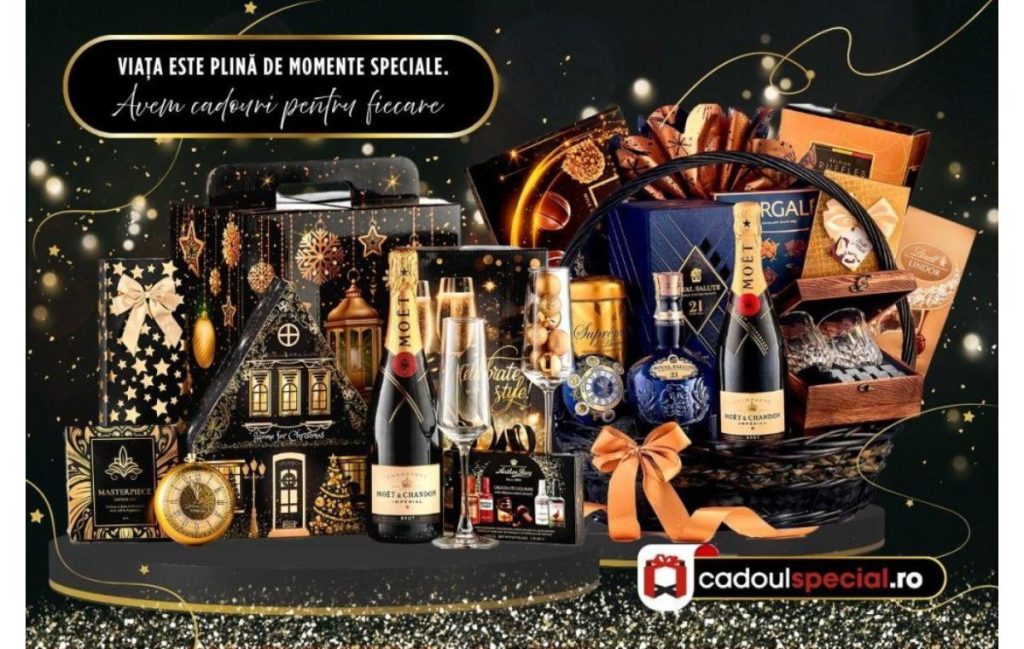 Cauți un cadou elegant de Crăciun? Comandă coșurile cadou cu șampanie, de la cadoulspecial.ro